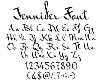 Jennifer Handwritten Cursive Font: SVG, PNG, TTF (Digital Download)
