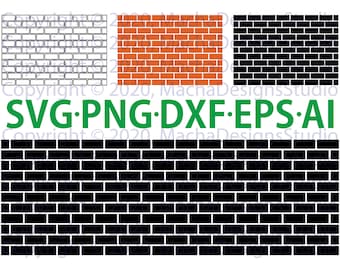Paquete SVG de pared de ladrillos: Patrón de ladrillos para Cricut (descarga digital)