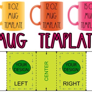 Mug Template SVG PNG – Blank Mug Wrap for Cricut, 11 oz & 15 oz Mug Sublimation Designs, DIY Coffee Cup Crafts, Digital Download