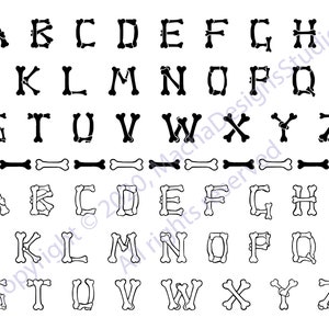 Bones polices SVG, Svg alphabet os, squelette polices SVG, téléchargement immédiat, police de caractères Svg, Halloween police de caractères Svg, squelette Svg, OS, Svg police