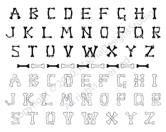 Bones Font SVG: Skeleton Alphabet (Instant Download)