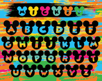 Muisalfabet SVG: Mikey-lettertype, letters gesneden bestand (digitale download)