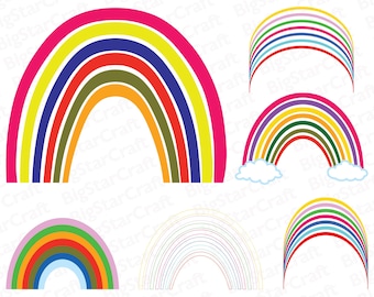 Lot SVG arc-en-ciel : Clipart bohème pour Cricut, décoration de chambre d'enfant (téléchargement numérique)