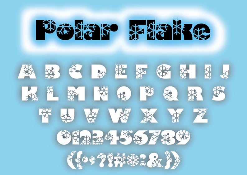 Polar Flake Font SVG: Christmas Alphabet Cut Files (digital Download ...