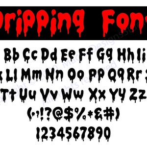 Fuente con goteo SVG, Alfabeto con goteo SVG, Descarga instantánea, Fuente SVG, Alfabeto SVG, Descarga digital, Fuente con sangre SVG, Alfabeto con sangre SVG