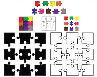 Puzzle Piece Clipart : Sensibilisation à l'autisme SVG PNG Bundle (téléchargement numérique