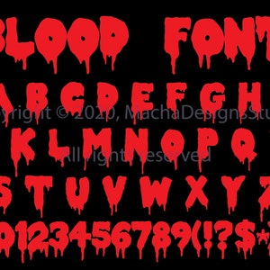 Police de caractère sanglant SVG, SVG alphabet sanglant, police d'horreur SVG, police de caractères terreur, Svg police dégoulinant, sang Svg, Halloween Svg, fichiers Svg police pour Cricut