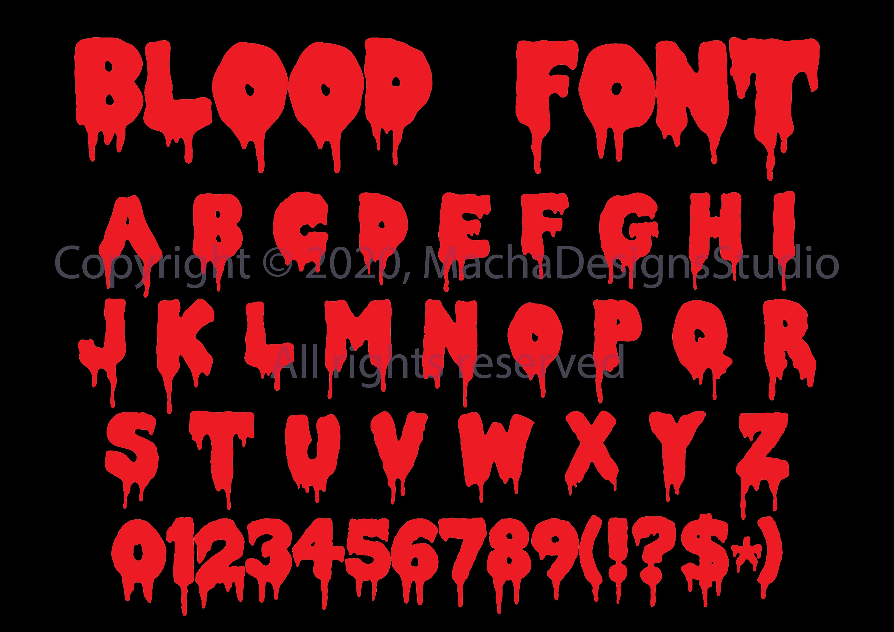 Blood Svg Letters Alphabet Blood Digital Blood Printable Blood Cutting 