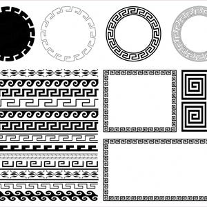 Cornici e bordi greci in formato SVG e PNG, bordi decorativi greci antichi per lavori artigianali Cricut, inviti, scrapbooking, download digitale
