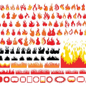 Feu Bundle SVG PNG, Clipart flamme pour Cricut, modèles de conception feu, sublimation graphique, téléchargement numérique, modèles de T-Shirt