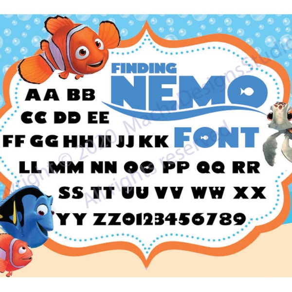 Findet Nemo FONT SVG, Findet Nemo Alphabet Svg, Findet Nemo ClipArt, Findet Nemo Cricut, Font Svg, Findet Nemo Svg, Alphabet Svg, Font ttf