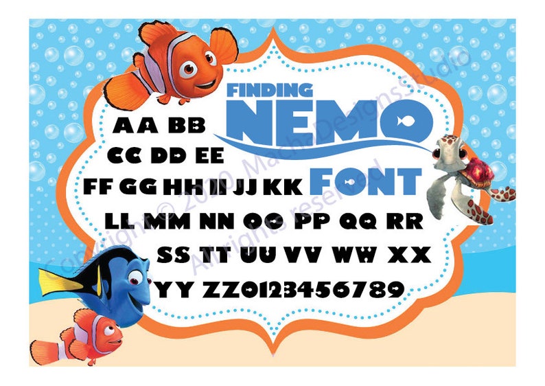 Findet Nemo FONT SVG, Findet Nemo Alphabet Svg, Findet Nemo ClipArt, Findet Nemo Cricut, Font Svg, Findet Nemo Svg, Alphabet Svg, Font ttf image 1