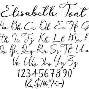 Elizabeth Font SVG, Handwritten Font SVG, Cursive Font SVG, Handwritten, Digital Download, Font Bundle, Anniversary Font Svg, Script Font