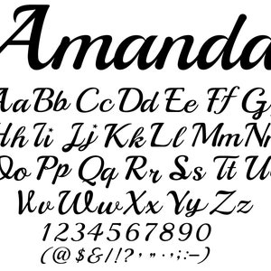 Fuente Amanda SVG, Fuente manuscrita SVG, Fuente cursiva SVG, Manuscrita, Descarga digital, Paquete de fuentes, Fuente de aniversario SVG, Fuente script ttf
