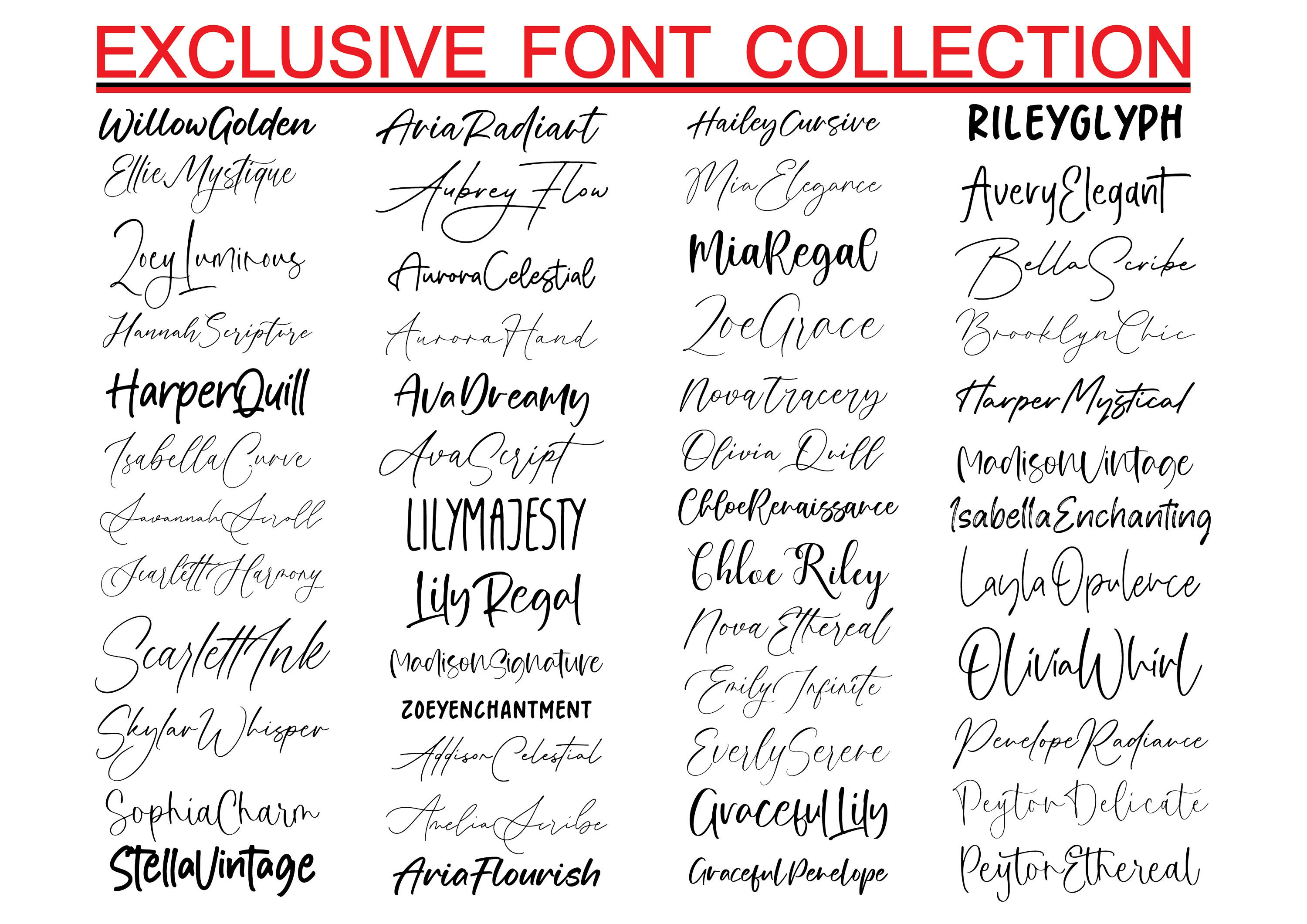 FONT BUNDLE  - Instant Download, Calligraphy Font, Cursive Fonts, Wedding Fonts Bundle, Handwritten Fonts, Font Ttf, Fonts for Canva, FONT