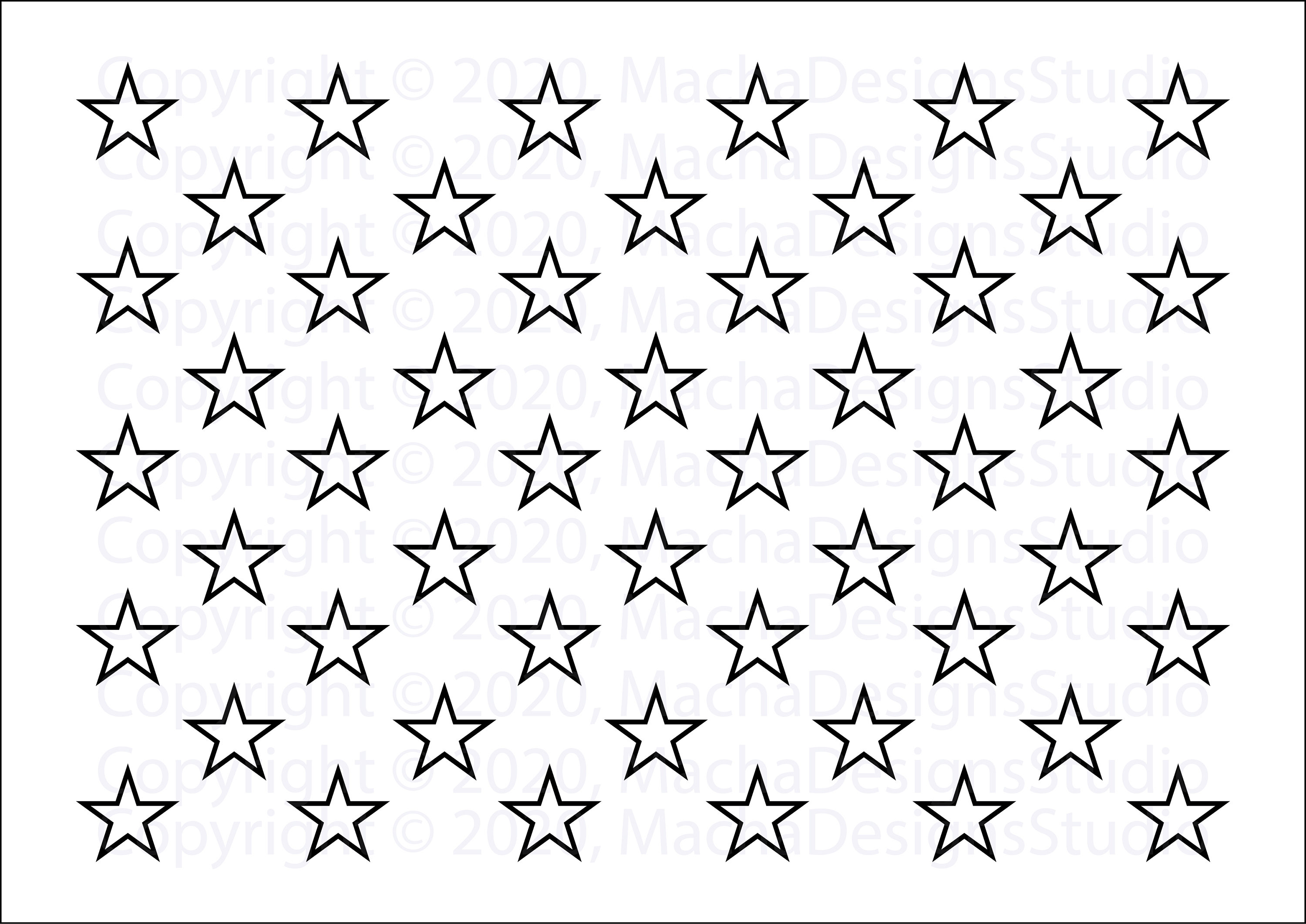 50 Stars Stencil – Small (5.75″ x 6″)