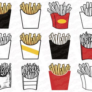 Pommes Bundle SVG PNG, lustige Fast Food Clipart für Cricut Crafts, T-Shirt-Designs, Küchenwandkunst, Sublimation, digitaler Download