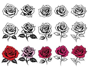 Lot vintage rose SVG : fichiers Clipart floral, Cricut et silhouette (téléchargement numérique)