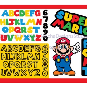 Super Mario polices SVG, Super Mario SVG, Super Mario Alphabet SVG, téléchargement immédiat, Super Mario lettres Svg, téléchargement polices Svg, téléchargement Svg