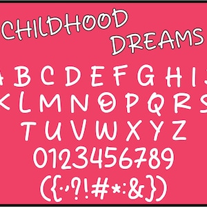 Fuente Childhood Dreams, fuente SVG de cumpleaños, fuente SVG, SVG de cumpleaños, fuente SVG de aniversario, cartas de aniversario, fuente de fiesta, cartas divertidas