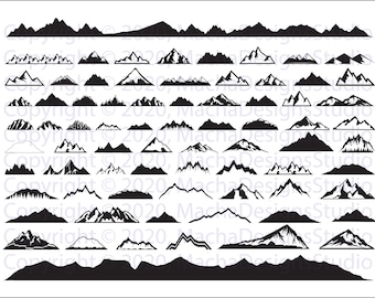 Mountain Silhouette SVG Bundle: Clipart Graphics (Instant Download)