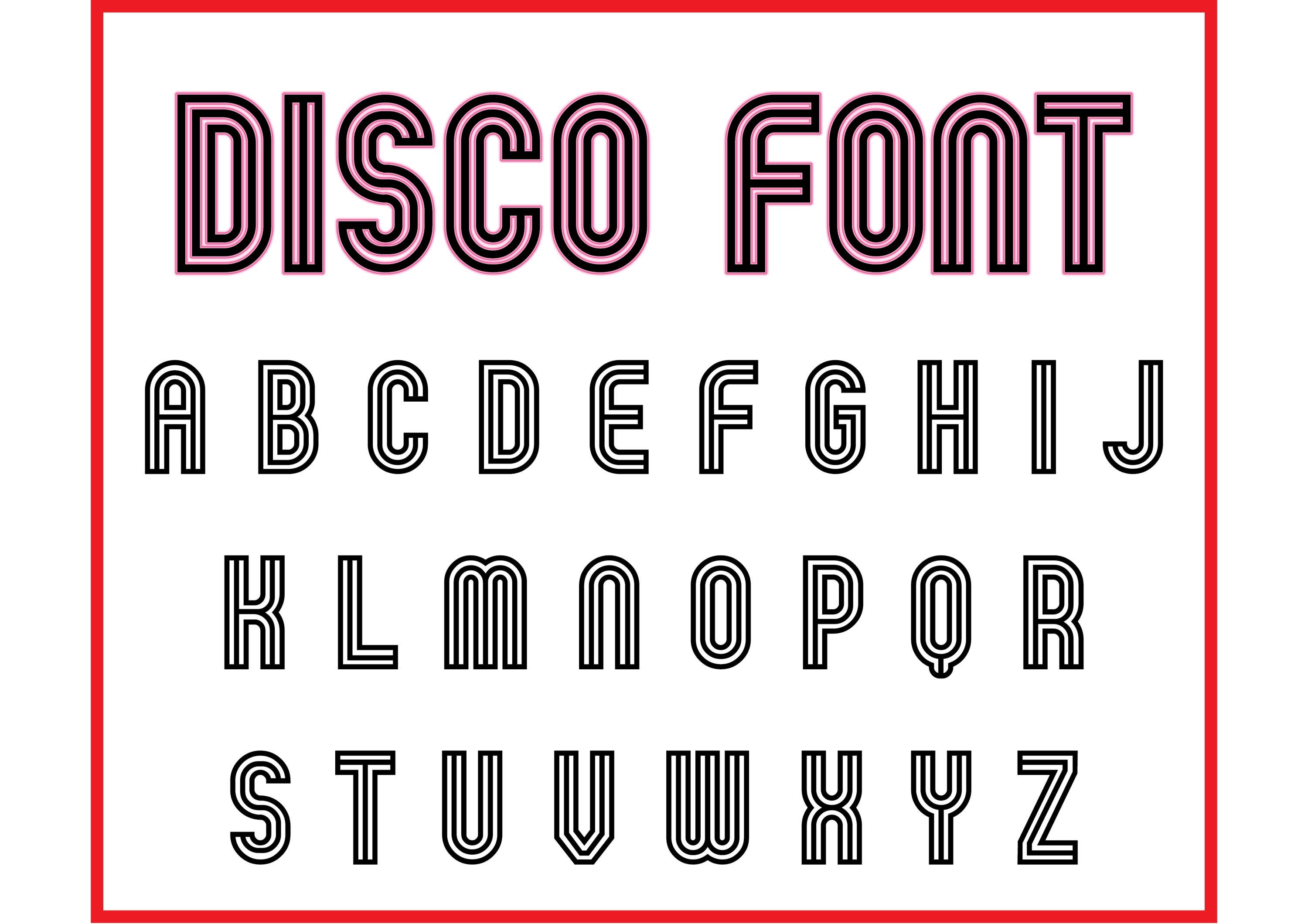 Disco Line Font SVG/TTF: Modern Alphabet (Digital Download)