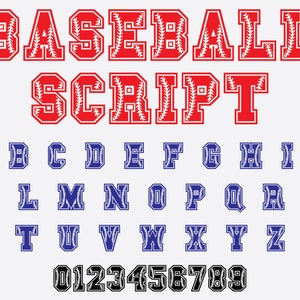 Baseball Font SVG: Varsity Letters, Numbers, Team Alphabet (Cut File)