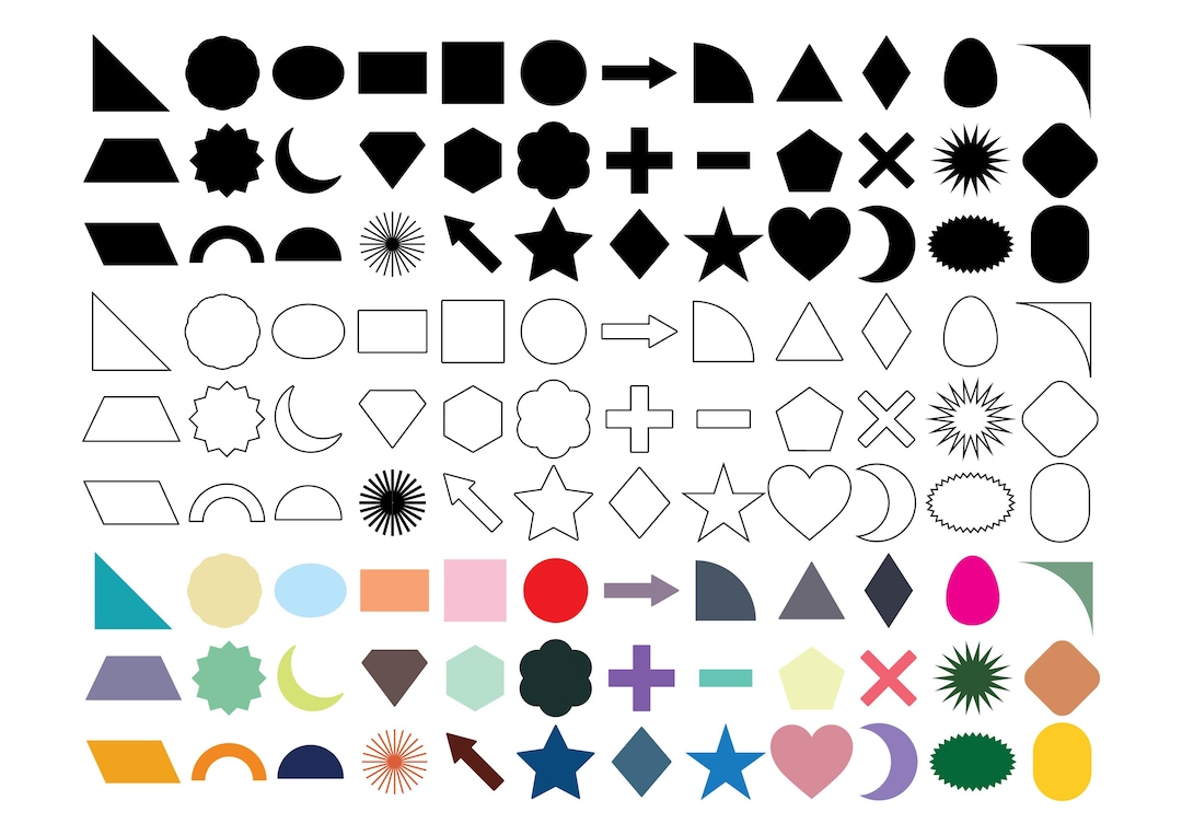Geometric Shapes SVG Bundle: Simple Clipart, Cricut & Silhouette Files ...