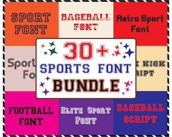 Lot de polices Sport : alphabet universitaire SVG (téléchargement numérique)