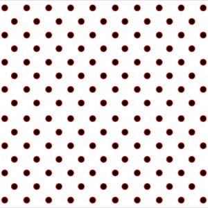 May include: A white background with a repeating pattern of black dots outlined in red. The dots are evenly spaced, creating a grid-like design. The pattern covers the majority of the image.