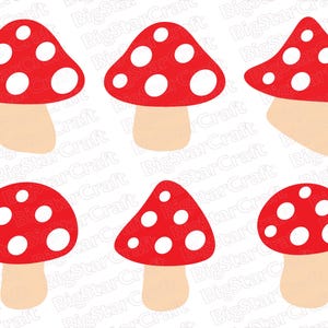 Bundle champignon rouge SVG PNG - Clipart champignon mignon forêt pour travaux manuels Cricut, projets pour enfants, autocollants, invitations, téléchargement numérique