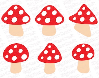Bundle champignon rouge SVG PNG - Clipart champignon mignon forêt pour travaux manuels Cricut, projets pour enfants, autocollants, invitations, téléchargement numérique