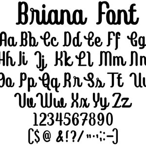 Briana Font SVG, Handwritten Font SVG, Cursive Font SVG, Handwritten, Digital Download, Font Bundle, Anniversary Font Svg, Script Font Svg