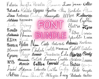 Handwritten Script Font Bundle: SVG, PNG, TTF (Digital Download)