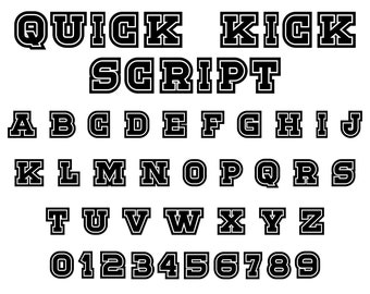 Quick Kick FONT SVG, Sport Font SVG, Jersey and Sports Font, Jersey Font, Jersey Alphabet, Jersey Numbers, Font for Cricut, Instant Download