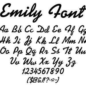 Emily Font SVG, Handwritten Font SVG, Cursive Font SVG, Handwritten, Digital Download, Font Bundle, Anniversary Font Svg, Script Font ttf
