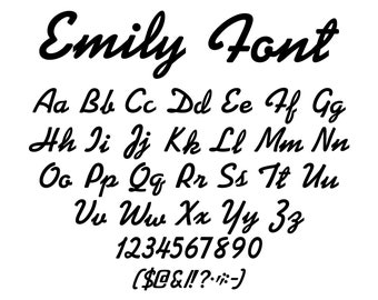 Emily Font SVG, Police manuscrite SVG, Police cursive SVG, Manuscrit, Téléchargement numérique, Ensemble de polices, Police anniversaire Svg, Police de script ttf