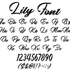 Fuente Lily SVG, Fuente manuscrita SVG, Fuente cursiva SVG, Manuscrita, Descarga digital, Paquete de fuentes, Fuente de aniversario Svg, Fuente de escritura Svg