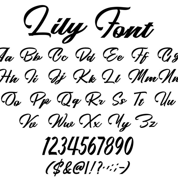 Lily Font SVG, Handwritten Font SVG, Cursive Font SVG, Handwritten, Digital Download, Font Bundle, Anniversary Font Svg, Script Font Svg