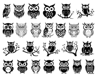 Uil bundel SVG PNG – schattige uil clipart voor Cricut Crafts, kindershirts, decor van de kinderkamer, stickers, bosdieren, digitale download