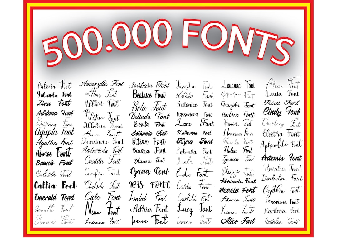500,000 Fonts Mega Bundle: Calligraphy, Script & Wedding Fonts (instant ...