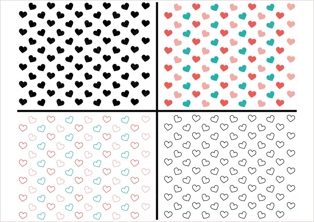 Heart Pattern Bundle SVG PNG – Seamless Love Patterns for Cricut Crafts ...