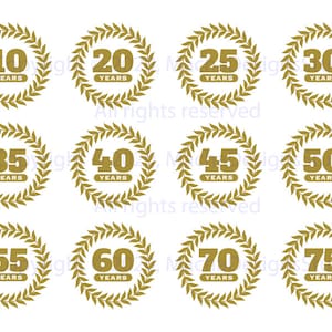 Geburtstag SVG, Jahre SVG, digitaler Download, Schnittdatei für Silhouette, 10, 20, 25, 30, 35, 40, 45, 50, 55, 60, 70, 75. Geburtstag SVG, Schnittdatei