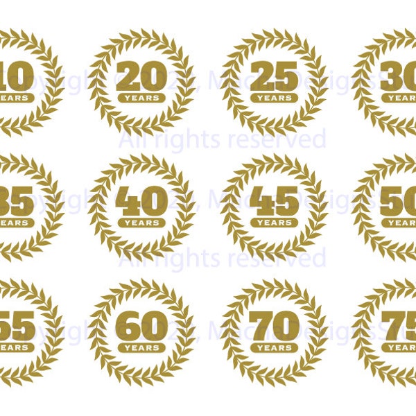 Birthday SVG, Years SVG, Digital Download, Cut File for Silhouette, 10, 20, 25, 30, 35, 40, 45, 50, 55, 60, 70, 75 th Birthday SVG, Cut File