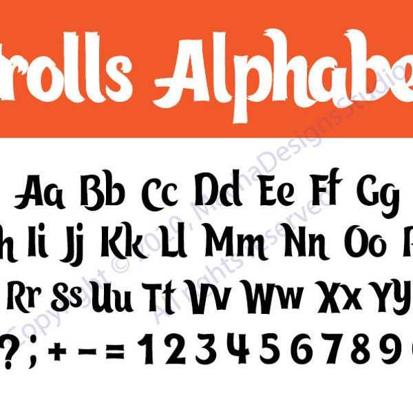 Trolls Font SVG, Trolls Alphabet SVG, Trolls Letters SVG, Instant Download, Font ClipArt, Font Svg, Cricut Silhouette Svg, Trolls  ClipArt