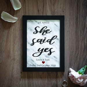 Personalised handmade ‘She/He said yes’ engagement Frame