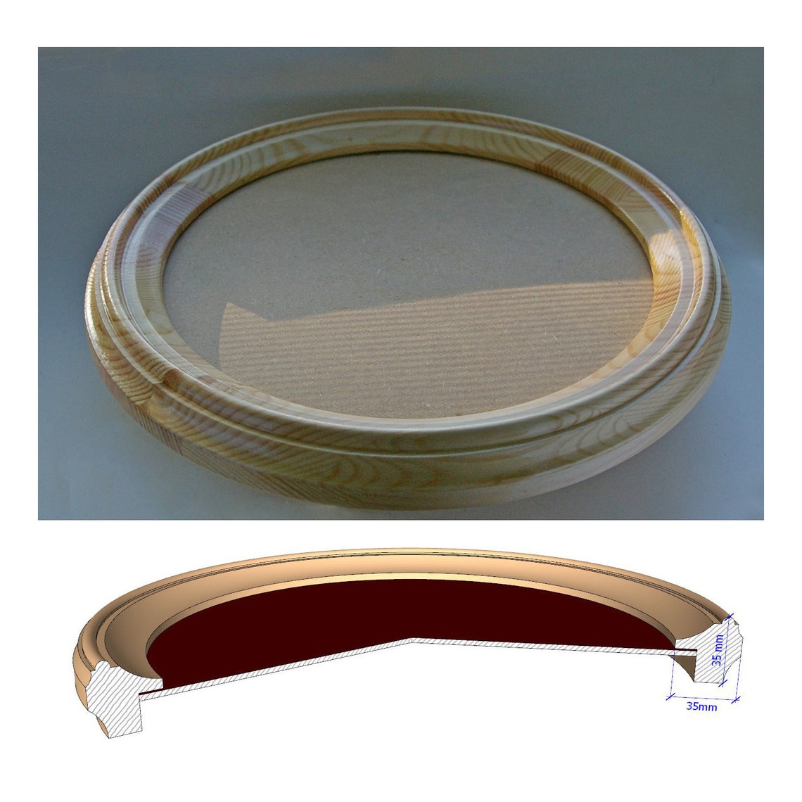 Round Wooden Picture Frame 294 Mm Frame for Paintings Etsy