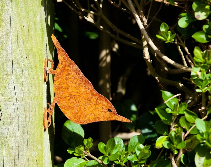 Nuthatch Fence Topper, Rusty Garden Bird, Bird Art, Pergola Decoration, Gate Post Topper, Bird Fence Decoration, Garden Gifts, Ready To Rust