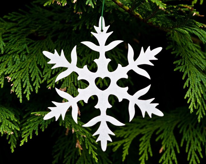 Stainless Steel Snowflake Hanging Christmas Decoration for Home and Garden, Scottish Thistle Inspired Christmas Ornament, Indoor and Outdoor