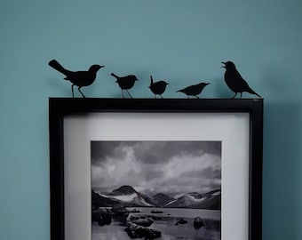 British Garden Birds Silhouette, Blackbird, Robin, Wren, Nuthatch, Song Thrush, Mantelpiece Ornament, Shelf Decoration, Gardener Gift UK